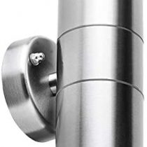 CGC Stainless Steel Silver Outdoor Up Down Spotlight Wall Light Spot Garden Double Twin Conservatory Porch Patio Garage Shed