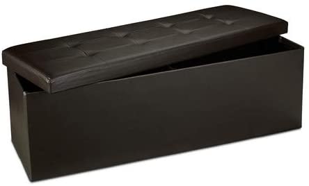 Relaxdays Folding Storage Ottoman XL, 38 x 114 x 38 cm Sturdy Seat with Bench, Faux Leather, with Removable Lid, Brown - Image 3