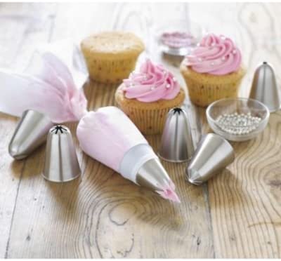 Lakeland Professional Piping Nozzles & Reusable Bag Gift Set - 7 Pieces, Silver - Image 2
