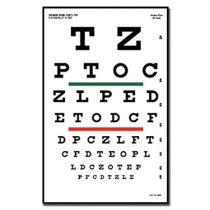 Gima - Snellen Optometric Chart, Colour Bar Chart with Red and Green Bar, Dimension 23 x 35.5 cm, Distance 6.1 m
