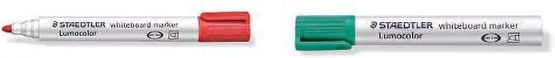 STAEDTLER Lumocolor Whiteboard Marker 351-2 with Bullet Tip - Red, Pack of 10 + STAEDTLER Lumocolor Whiteboard Marker 351-5 with Bullet Tip - Green, Pack of 10