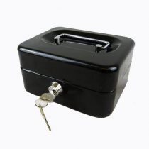 Hyfive® Steel Security Petty Cash Box with Keys & Tray in Black, 6"