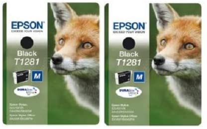 Epson T1281 x2 Original Durabrite Fox Ink Cartridges, Black (Twin Pack), Genuine