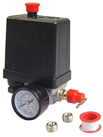 KATSU Tools 4 Port Single Phase Air Compressor Pressure Regulating Switch + Gauge + Safety Valve + Screws