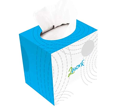 2Work FTW070 Facial Tissues Cube, 70 Sheets, Pack of 24, White