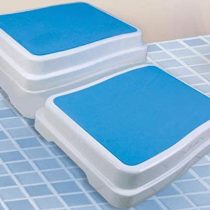 Rehaforum Medical Bath Step, White/Blue, Step for Easy Access to Bathtub, Bath Lift, Senior Assistance, Bath Entry Aid