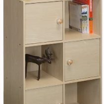 Furinno Pasir 3 Tier Shelf w/3 Door/Round Handle, Steam Beech