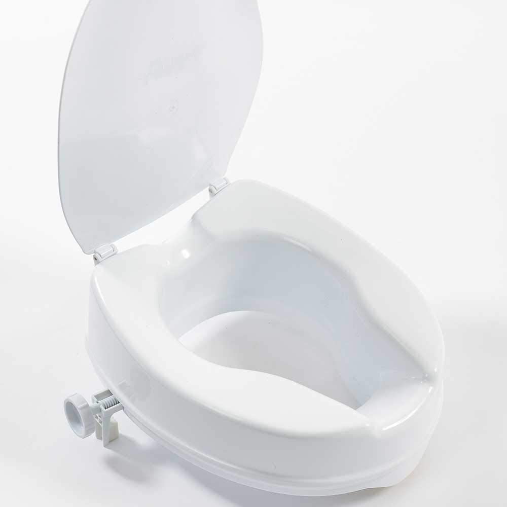 NRS Healthcare Linton Raised Toilet Seat with Lid, 100 mm / 4 inch, White - Image 4