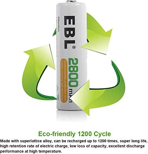 EBL 2800mAh Ni-MH Rechargeable AA Batteries - 20 Counts High Capacity AA Battery with Batteries Storage Cases - Image 3