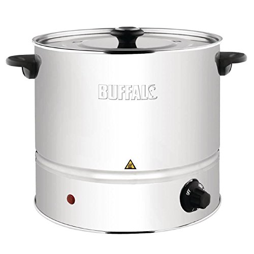 Buffalo Food Steamer Electric 6Ltr - Steaming Pot Cookware for Vegetables Meats, Dim Sum CL205, Silver, 305(H)x 400(W)x 335(D)mm