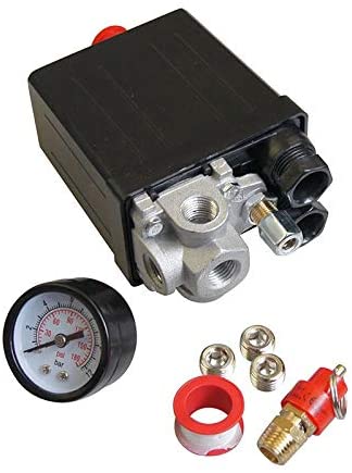 KATSU Tools 4 Port Single Phase Air Compressor Pressure Regulating Switch + Gauge + Safety Valve + Screws - Image 2
