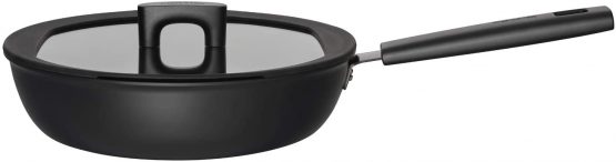Fiskars 1052232 Sauté Pan with lid, Dia: 28 cm, Capacity: 3.5 litres, Suitable for All hobs, Aluminium/Plastic, Scratch-Resistant, Non-Stick Coating, Hard Face, Black, 3.5 liters