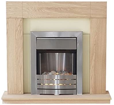 Adam Malmo Electric Fireplace Suite Oak with Helios Electric Fire, 2000 Watt, Ivory,black, 901mm x 1000mm x 300mm