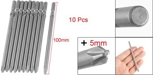 Sourcingmap 10pcs 5mm Dia Round Shank Phillips Screwdriver Bit Gray 5mm x PH2 x 100mm, 5mm x 5mm x PH2 x 100mm - Image 2