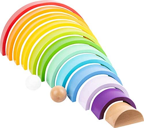 Small Foot 11412 XL Rainbow Wooden Building Blocks, 12-Piece Arch with 2 Balls for Kindergarten and Education Toys Multicolored - Image 4