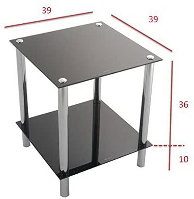 ASPECT Matrix 2-TierBlack Glass Shelving Rack/Side End table, 2 Tier Rect - Image 3