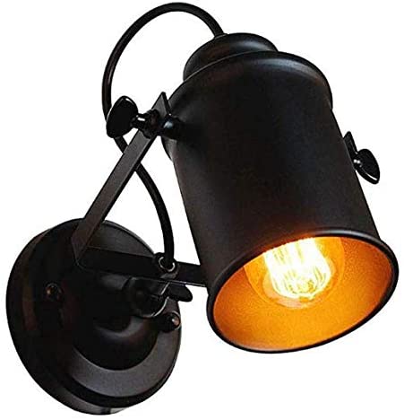 Comely Vintage Industrial Wall Light Black Retro LED Ceiling Spotlight Adjustable Wall Sconce Metal Edison Wall Lighting Night Spot Lights,Flush Mount Lamp E27 Bulb Base