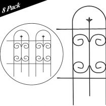 Amagabeli Garden Fence 32in x 10ft Decorative Garden Fencing Rustproof Black Iron Border Fence Panel Edging Metal Wire Fencing Animal Barrier 10" gap for Outdoor Patio Vinyl Flower Bed Vegetable Fence