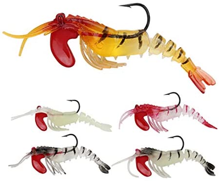 OriGlam 5pcs Luminous Fishing Rigs Glow Soft Fish Shrimp Lure Soft Shrimp Fishing Lure Fishing