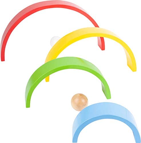 Small Foot 11412 XL Rainbow Wooden Building Blocks, 12-Piece Arch with 2 Balls for Kindergarten and Education Toys Multicolored - Image 3