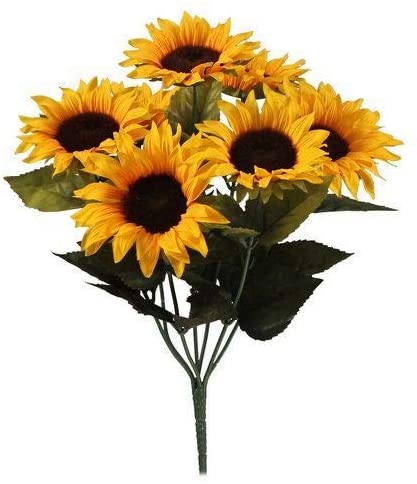 A1-Homes Beautiful Artificial Sunflower Bush - Home Wedding Anniversary Grave (1), Yellow, Multiple