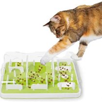 ALL FOR PAWS Interactive Puzzle Cat Feeder, Treat Maze Toy for Cats