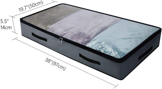 2 Pcs Soft Underbed Storage Containers with 4 handles & Clear Lid for easy find,Durable Material, Foldable - Image 2