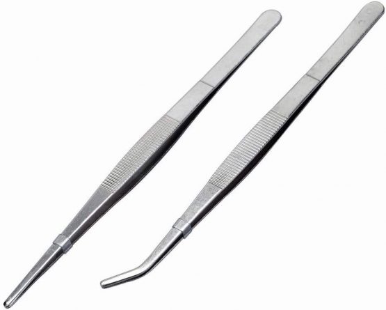 BinaryABC Stainless Steel Straight and Curved Nippers Tweezers Feeding Tongs for Reptile Snakes Lizards Spider(Silver) 2pcs - Image 2
