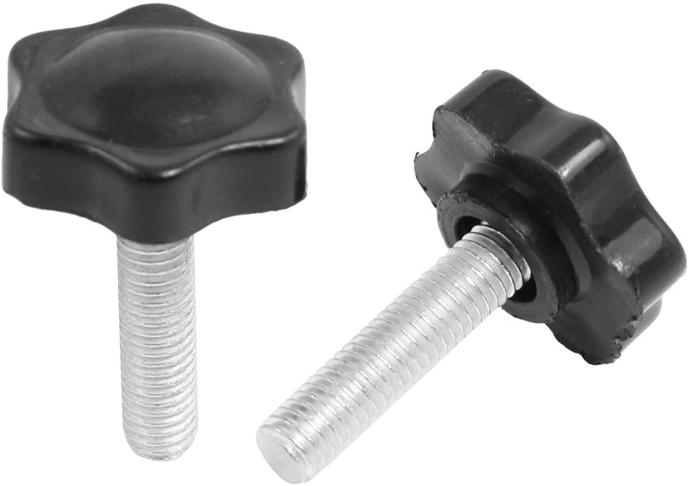 Sourcingmap 2 Pcs M8 x 32mm Male Thread 30mm Star Head Clamping Knob Black, Black,silver
