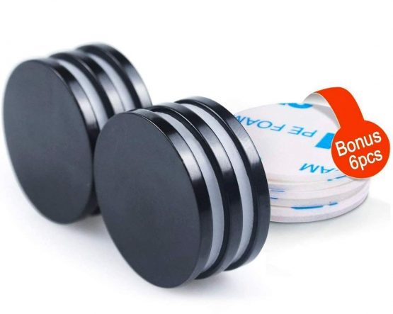 Waterproof Neodymium Magnets, Strong Permanent Rare Earth Magnets with Adhesive Back, Disc magnets for Crafts, Science, DIY, Office and Refrigerator Magnets (30 * 3mm 6pc)