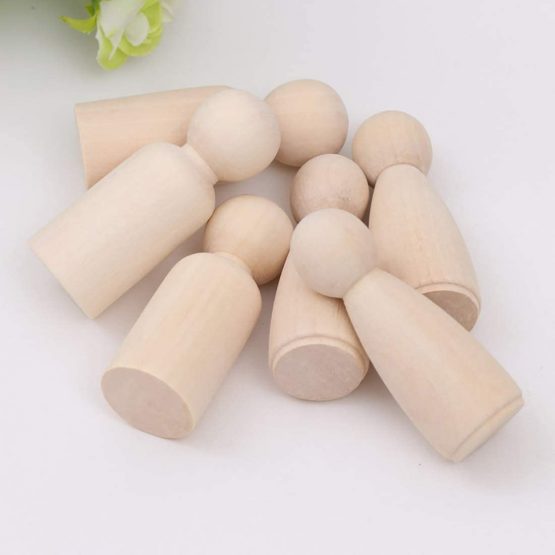 LUUFAN 20Pcs Wooden Peg Doll, 65 mm Unfinished Wooden Female Male Plain Blank Bodies Angel Dolls for DIY Craft Wedding Party (Pack of 20) - Image 3
