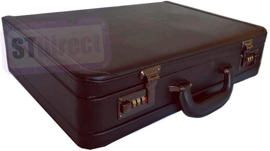 Deluxe Faux Leather Expandable Executive Attache Case Briefcase (Black) - Image 4