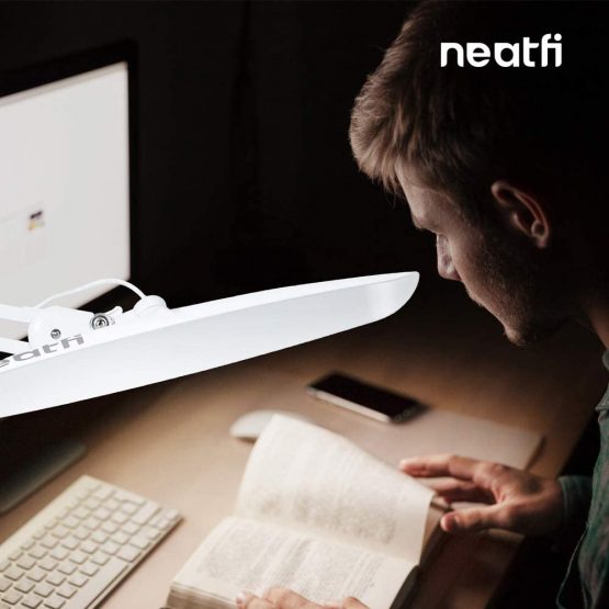 Neatfi XL 2,200 Lumens LED Task Lamp with Clamp, UK Plug, 24W Super Bright Desk Lamp, 117 Pcs SMD LED, 20 Inches Wide Lamp, 4 Level Brightness, Dimmable, Eye-Caring LED Lamp (White) - Image 4