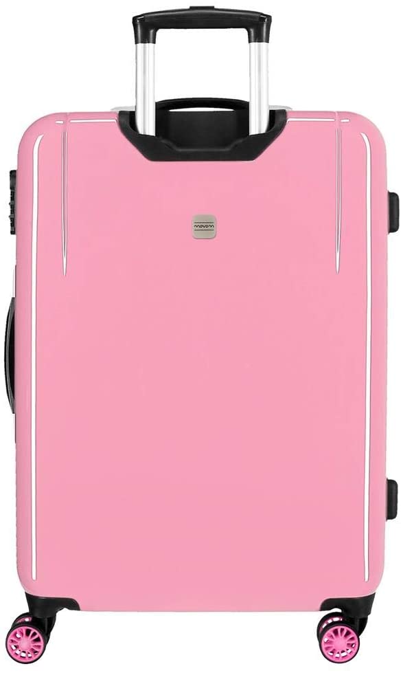 Enso Be Happy Pink Luggage Set 55/68 cm Rigid ABS Combination Lock 104 Litre 4 Double Wheels Hand Luggage - Image 4
