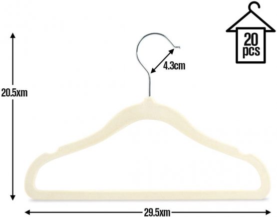 ilauke 20 Pack Kids Velvet Hangers, Children’s Coat Hangers, Non-Slip Clothes Hangers for Baby Ultra Thin Space Saving 360° Swivel Hook, Beige - Image 2