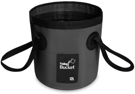 Collapsible Folding Bucket Portable (12L) Portable Lightweight Pail for Camping Traveling Hiking Fishing Boating and Gardening Foldable Water Bucket (Black)