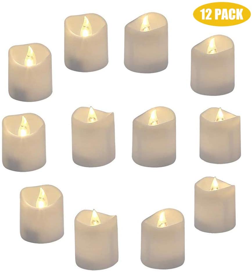 Yeahmart 12 Pack LED Tea Light Candles, Battery Operated Flameless Flickering LED Candle Lights