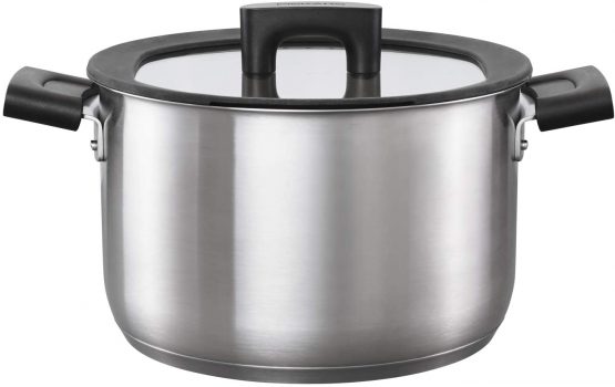 Fiskars 1052241 Casserole with Lid, Dia: 22 cm, Capacity: 5 litres, Suitable for All hobs, Stainless Steel/Plastic, Hard Face, 5 liters