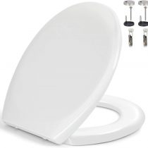 Pipishell Toilet Seat, Soft Close Toilet Seat White with Quick Release for Easy Clean, Top Fixing, Stay Tight Toilet Lid Oval Shape, Heavy Duty Urea-Formaldehyde Anti-Bacterial Material