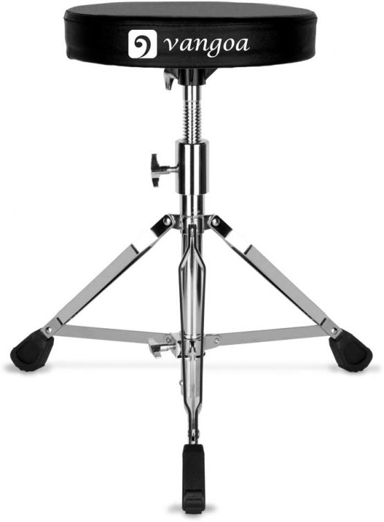 Vangoa Drum Throne, Adjustable Drum Stool Deluxe Thick Padded Drum Seat Portable Height Drum Stools, Black