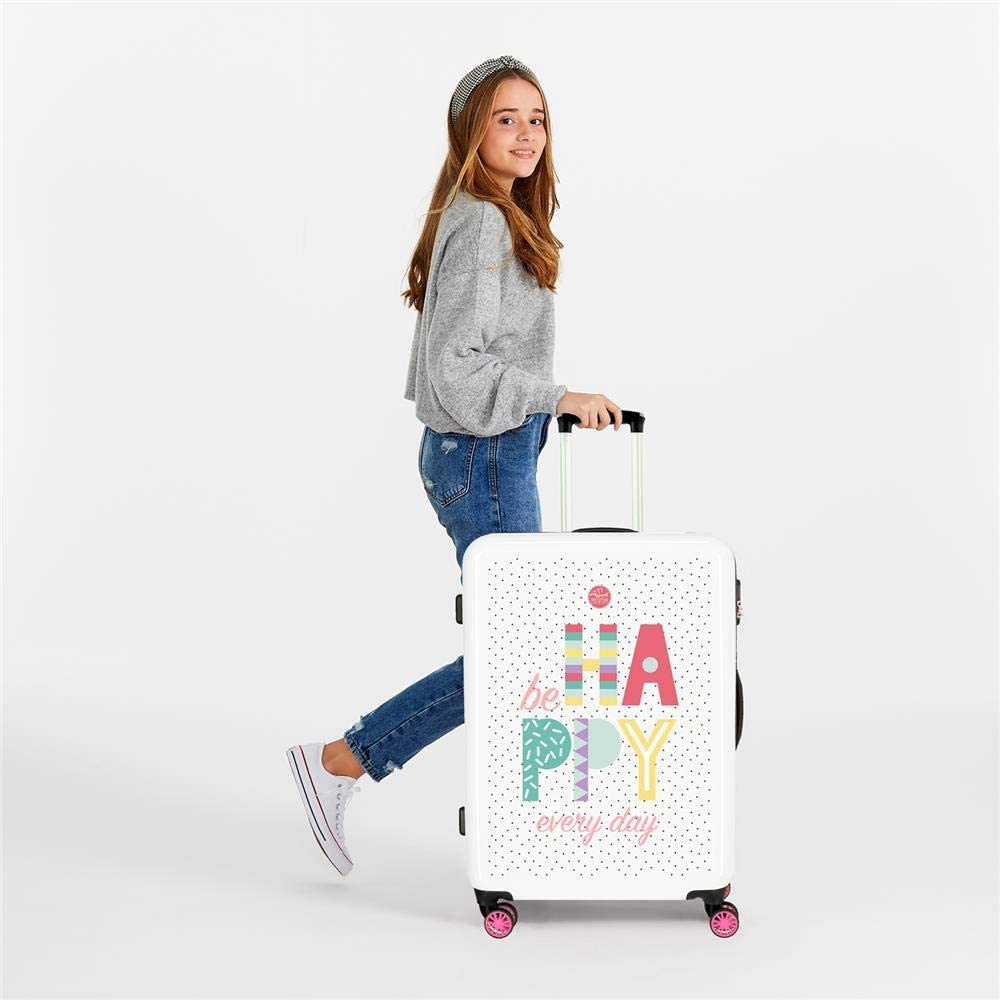 MOVOM Enso Be Happy Pink Medium Suitcase 45x68x26 cm Rigid ABS Combination Lock 70 Litre 3.7 kg 4 Double Wheels - Image 2