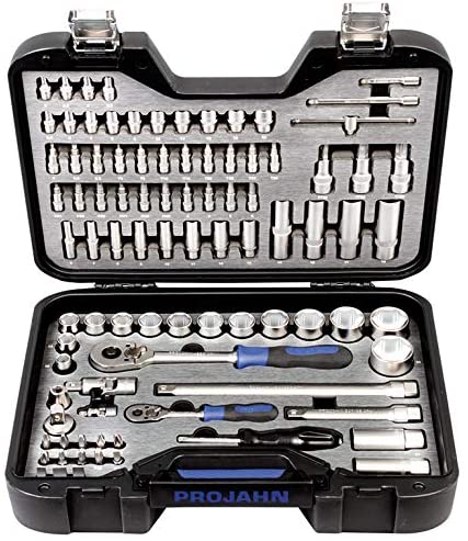 PROJAHN 3904201 Industrial Socket Set, Black, 1/4-1/2-Inch, Set of 91 Piece