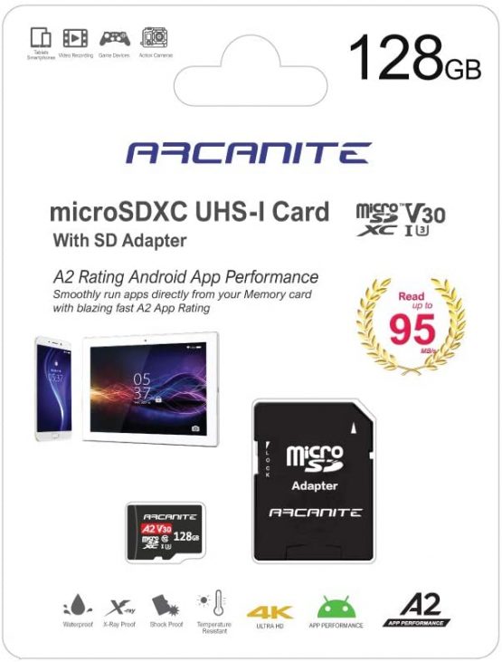 ARCANITE 128GB microSDXC Memory Card with Adapter - A2, UHS-I U3, V30, 4K, C10, Micro SD, Optimal read speeds up to 95 MB/s - Image 4
