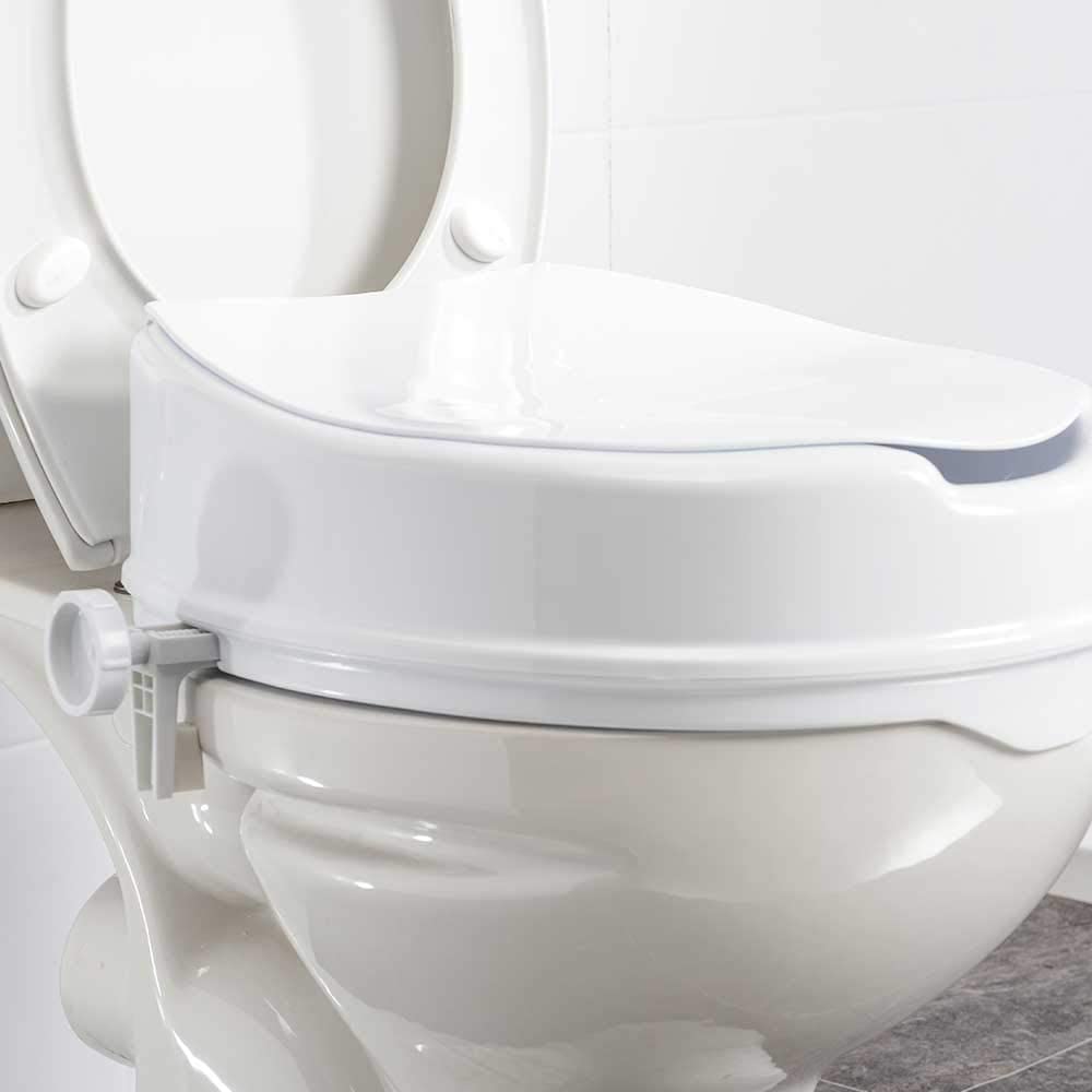 NRS Healthcare Linton Raised Toilet Seat with Lid, 100 mm / 4 inch, White - Image 3