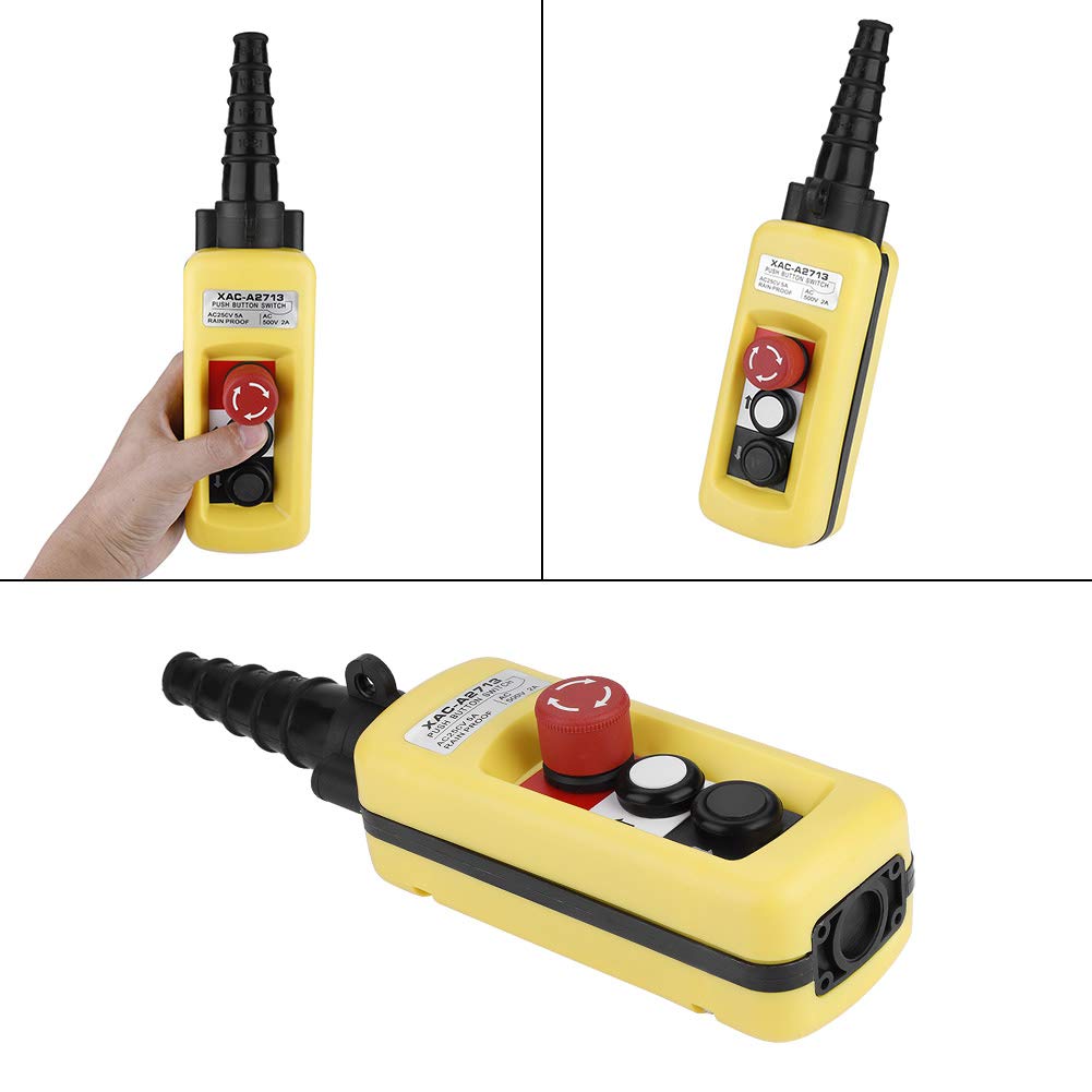 Garosa Crane Pendant Control Station 500V 5A Rainproof Hoist Push Button Switch with Emergency Stop Up Down 2 Ways Easy Installation - Image 4
