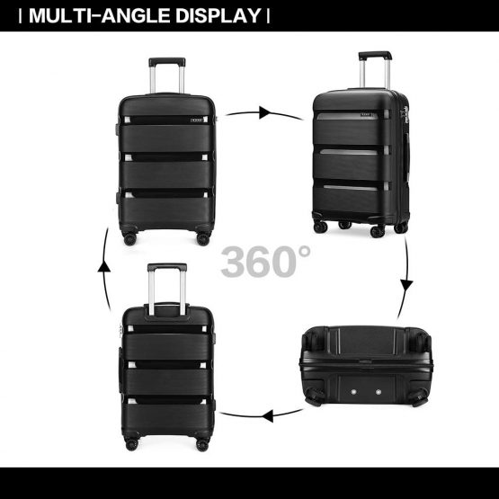Kono 24 inch Medium Check in Luggage 66L TSA Lock Lightweight Polypropylene Hard Shell Suitcase (Black,65cm) - Image 4