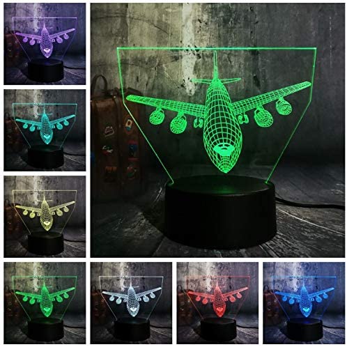 PONLCY 3D Illusion Lamp Airplane Led Night Light, 16 Colors Changing USB Desk Lamps with Remote Control - Image 2