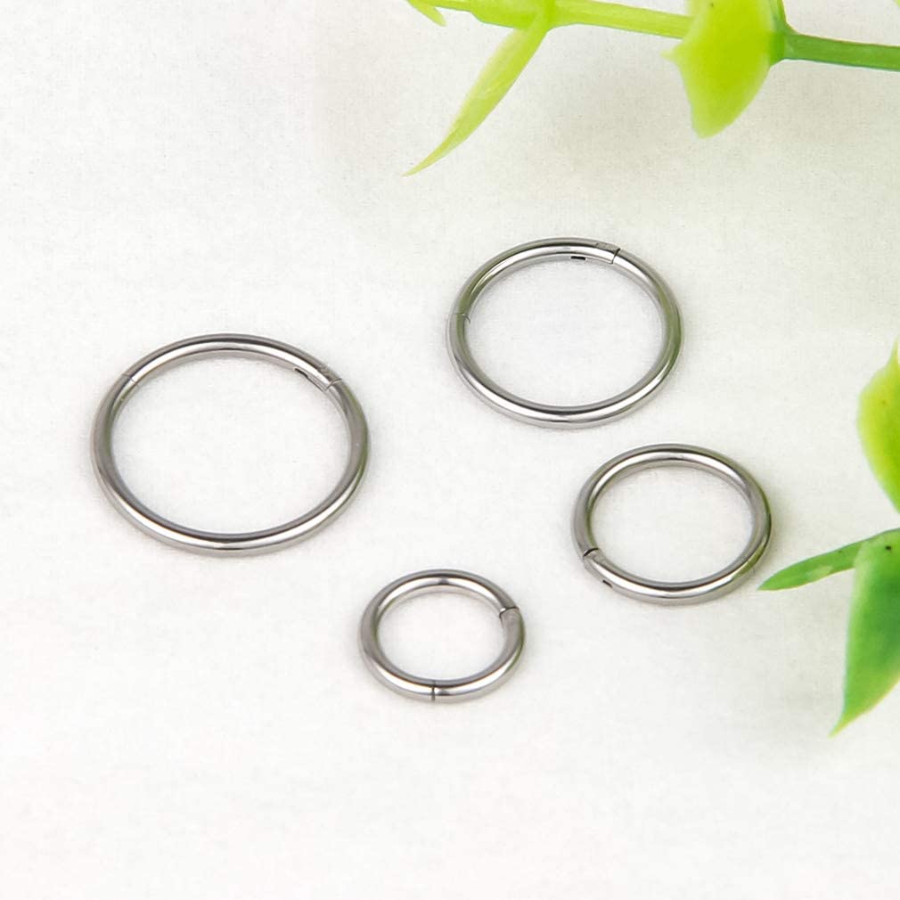 WHATOOK Silver Hinged Hoop Earrings Surgical Seamless Stainless Steel Earring for Cartilage Piercings,6mm 8mm 10mm 12mm 4 Pcs Anti-tragus Helix Hoop Unisex Body Belly Button Piercing Kit - Image 3