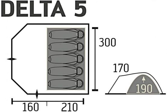 Portal Outdoor Unisex's Delta Dome Tent and Carry Case, Sleeps up to 5, Waterproof with a Separate Bedroom - Image 2