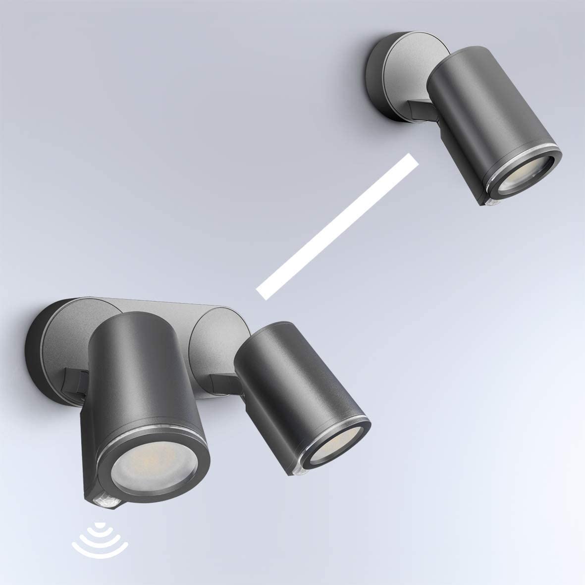 Steinel Spotlight Spot DUO SC Anthracite, 2x 90° Motion Detector, Including 2 LED Bulbs, via App, Aluminium, 14.6 W - Image 2